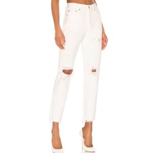 Revolve, Levi's Wedgie Icon, white ripped jeans